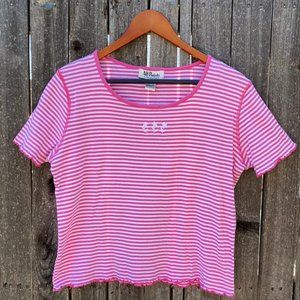 Vintage white & pink striped crop top